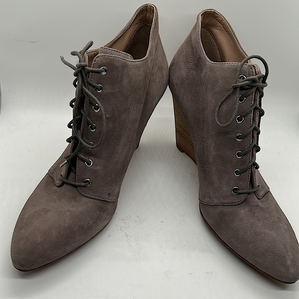 Belle Sigerson Morrison Light Gray Suede Wedge Ankle Booties Boots *Sz 8.5*🌸🌸 - Picture 5 of 8